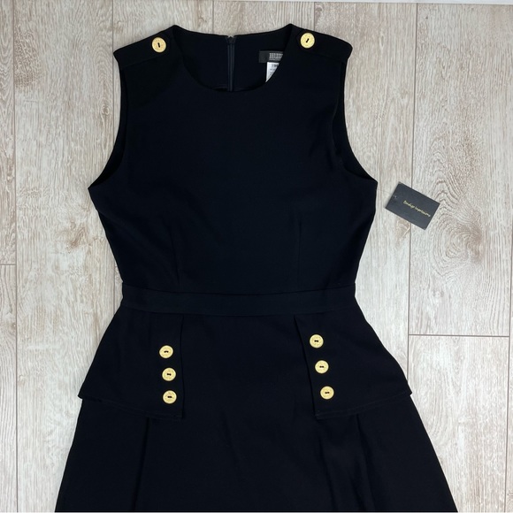 BENDIGO IMPRESSIONS M gold button black dress made USA - Picture 2 of 4